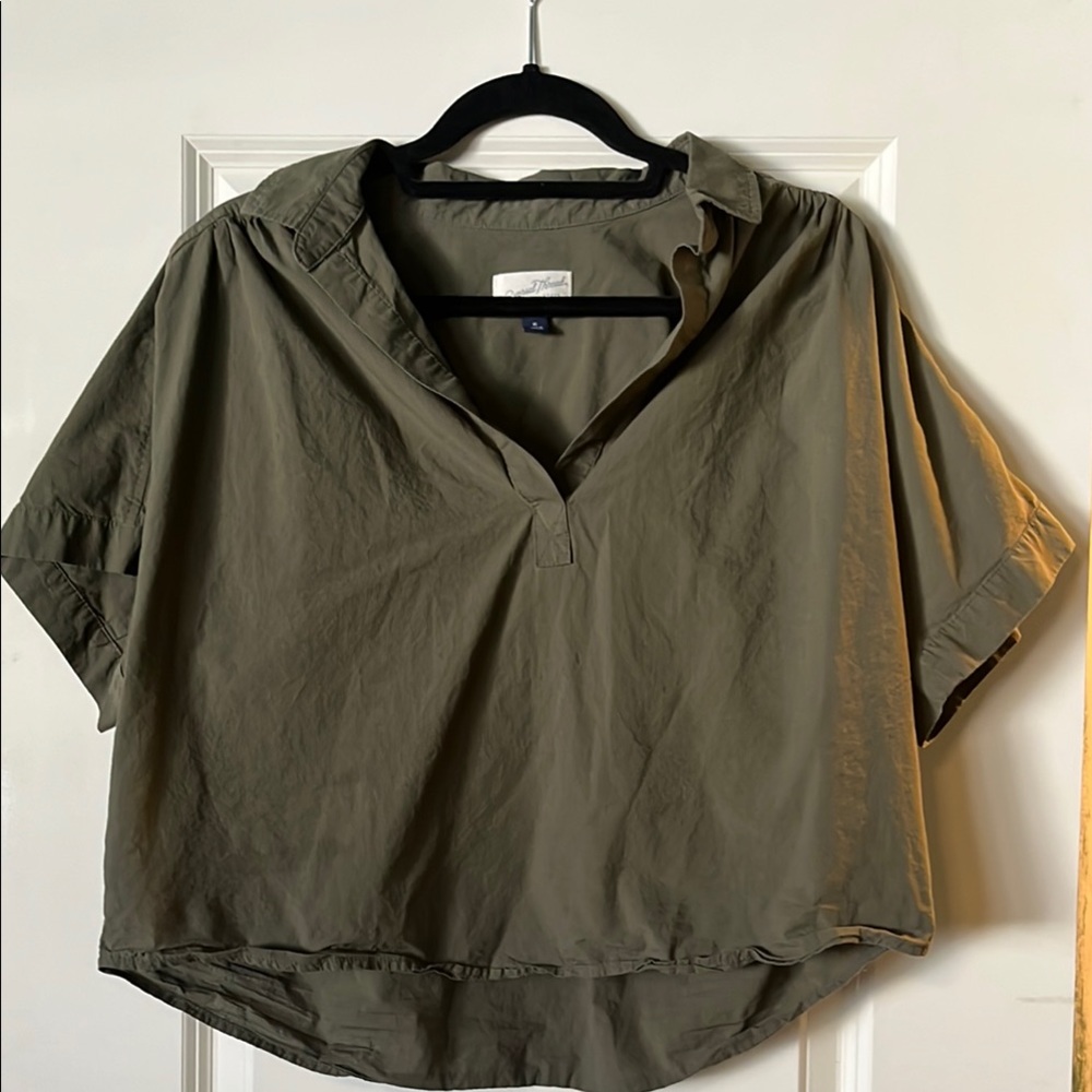 Universal Thread Green Crop Button Down Shirt